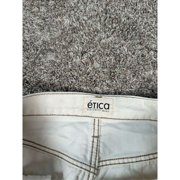 Ética Altin Loose Fit Jeans Natural Denim Mid Rise Relaxed Leg Frayed Hem 27 - Picture 9 of 16